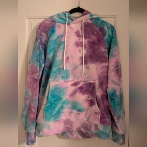 Plush Tie-Dye Hoodie Sweatshirt